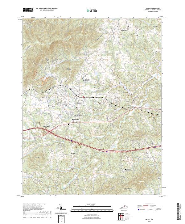 Crozet, VA — USGS 7.5-minute topo (2022)
