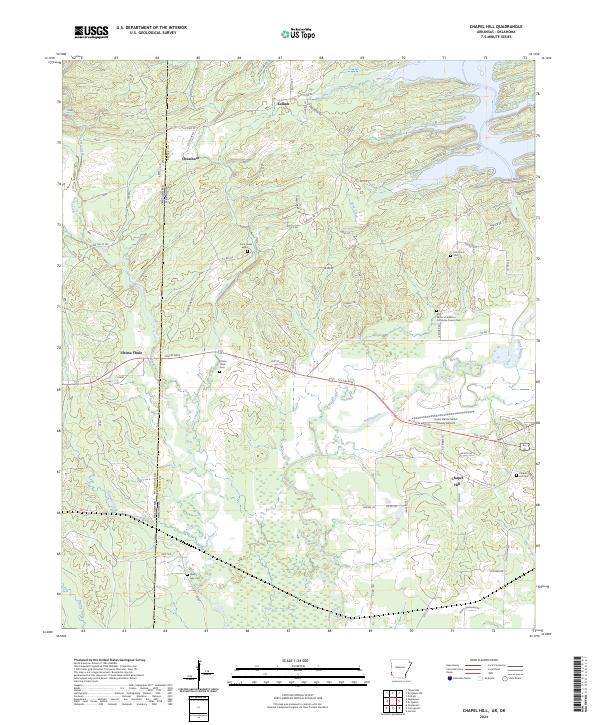 Chapel Hill, AR-OK — USGS 7.5-minute topo (2024)