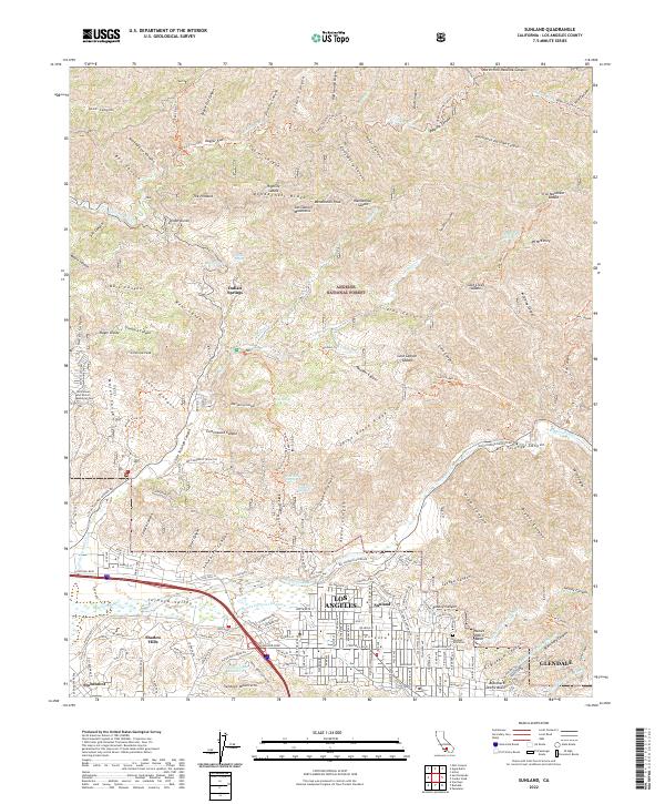 Sunland, CA — USGS 7.5-minute topo (2022)