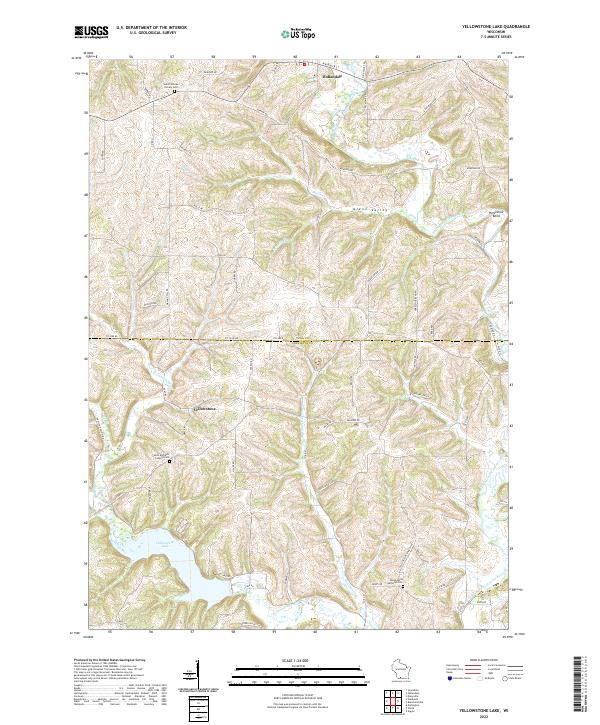 Yellowstone Lake, WI — USGS 7.5-minute topo (2022)