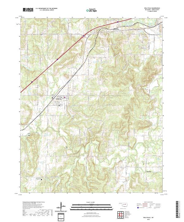Kellyville, OK — USGS 7.5-minute topo (2022)