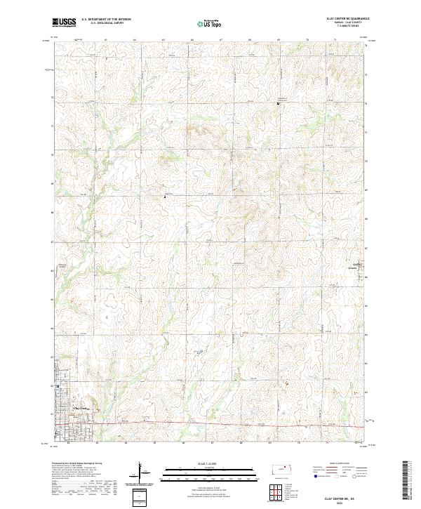 Clay Center NE, KS — USGS 7.5-minute topo (2022)