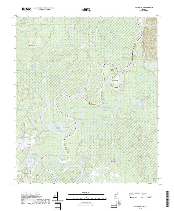 Ginhouse Island, AL — USGS 7.5-minute topo (2024)