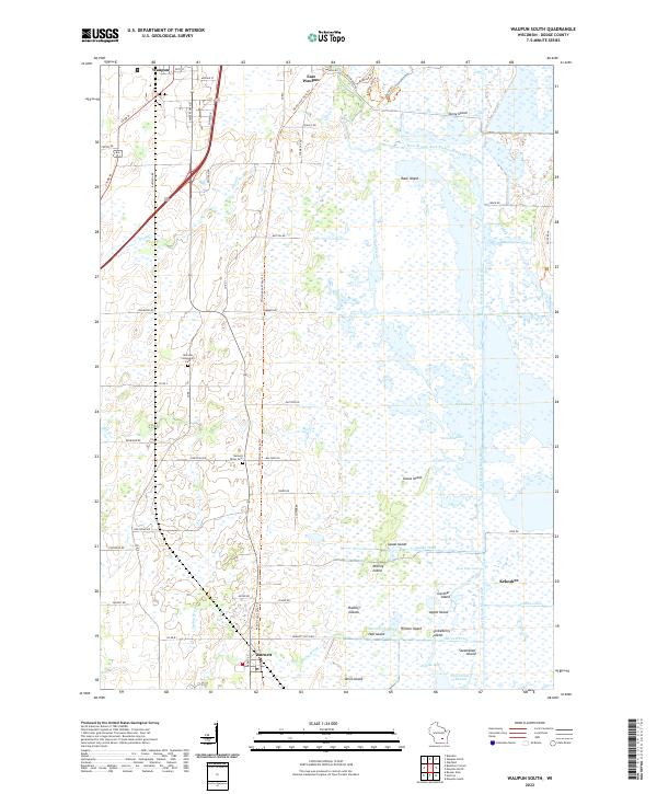Waupun South, WI — USGS 7.5-minute topo (2022)