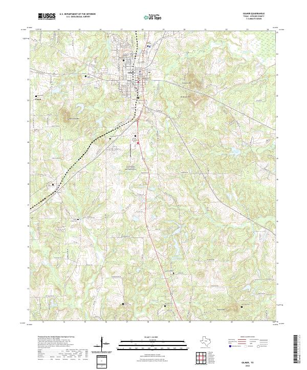 Gilmer, TX — USGS 7.5-minute topo (2022)