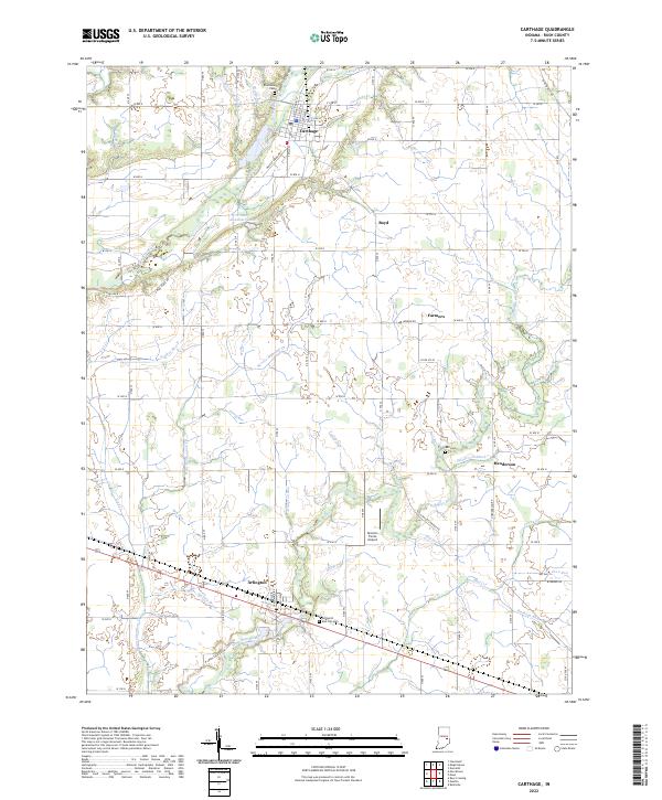Carthage, IN — USGS 7.5-minute topo (2022)