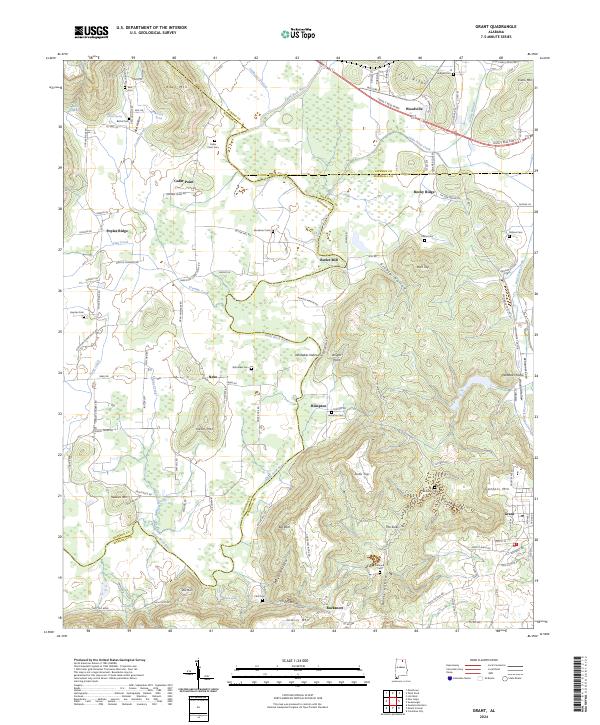 Grant, AL — USGS 7.5-minute topo (2024)