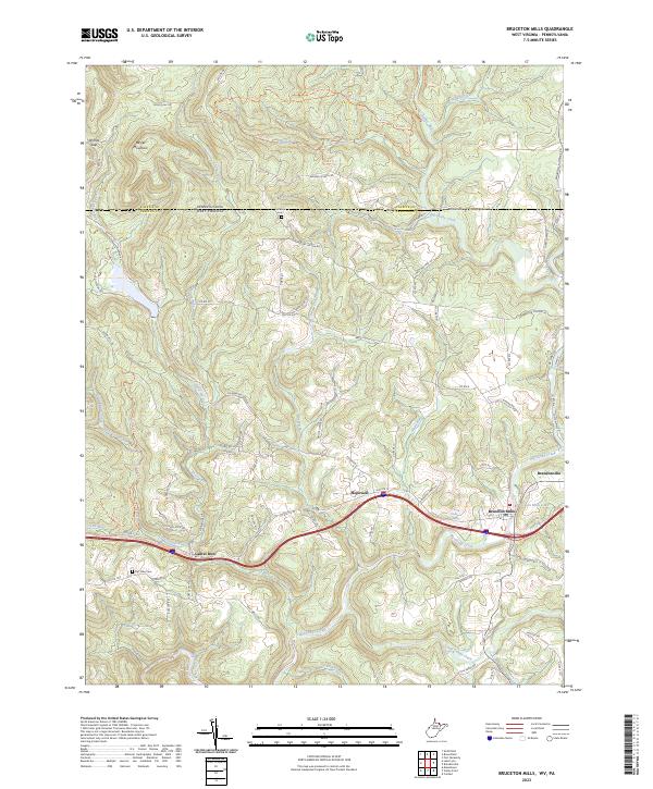 Bruceton Mills, WV-PA — USGS 7.5-minute topo (2023)
