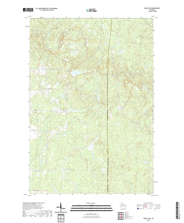 Wood Lake, WI — USGS 7.5-minute topo (2022)