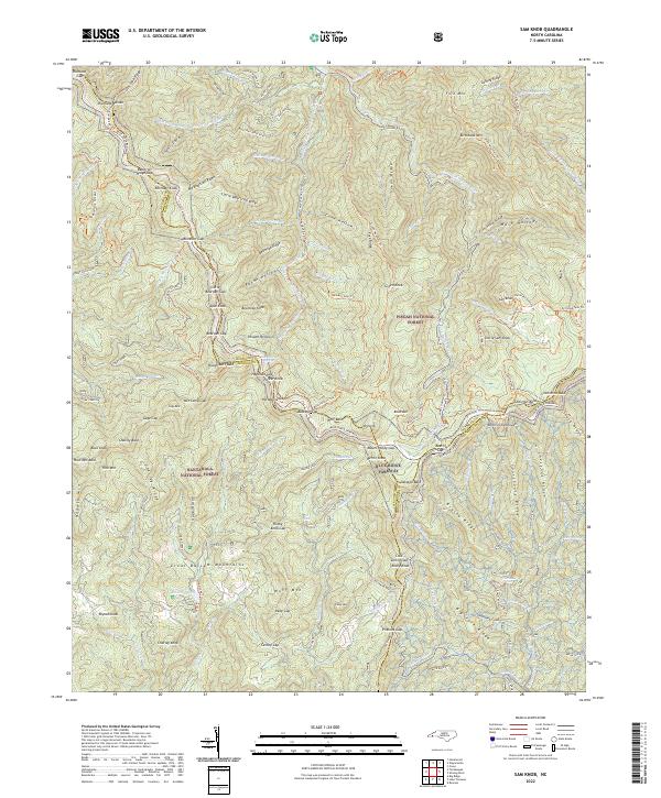 Sam Knob, NC — USGS 7.5-minute topo (2022)