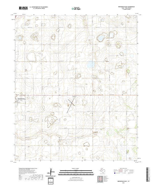 Brownfield East, TX — USGS 7.5-minute topo (2022)
