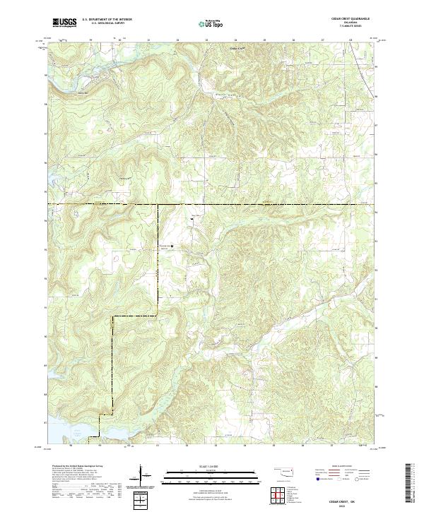 Cedar Crest, OK — USGS 7.5-minute topo (2022)