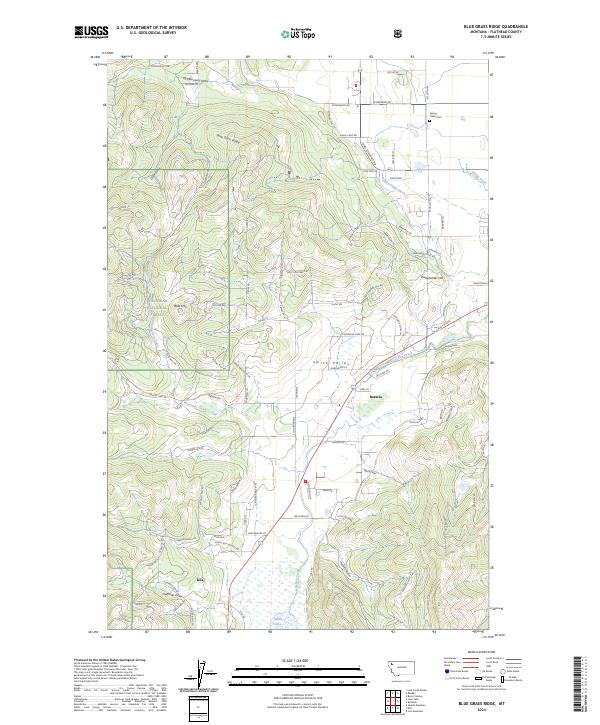 Blue Grass Ridge, MT — USGS 7.5-minute topo (2024)