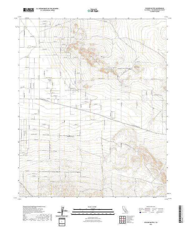 Cougar Buttes, CA — USGS 7.5-minute topo (2021)