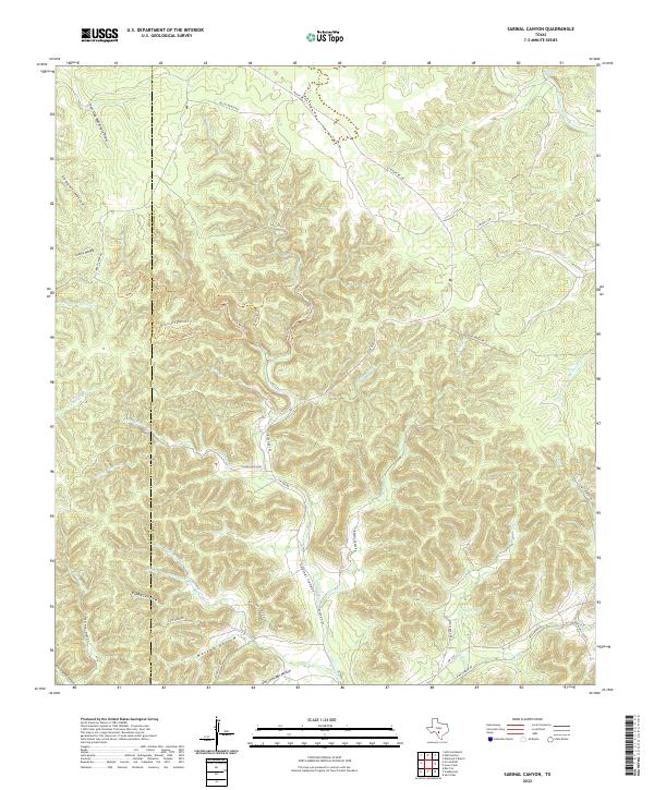 Sabinal Canyon, TX — USGS 7.5-minute topo (2022)