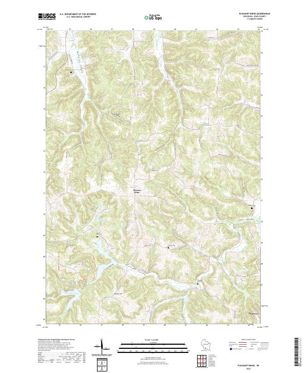Pleasant Ridge, WI — USGS 7.5-minute topo (2022)