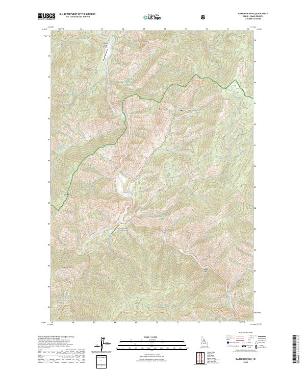 Gardiner Peak, ID — USGS 7.5-minute topo (2024)