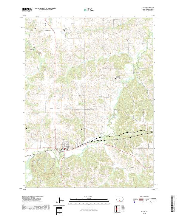 Lucas, IA — USGS 7.5-minute topo (2022)
