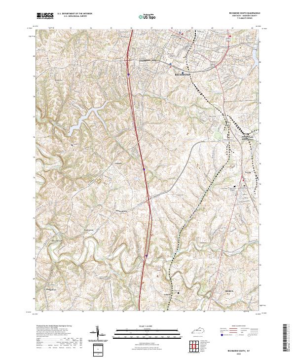 Richmond South, KY — USGS 7.5-minute topo (2022)