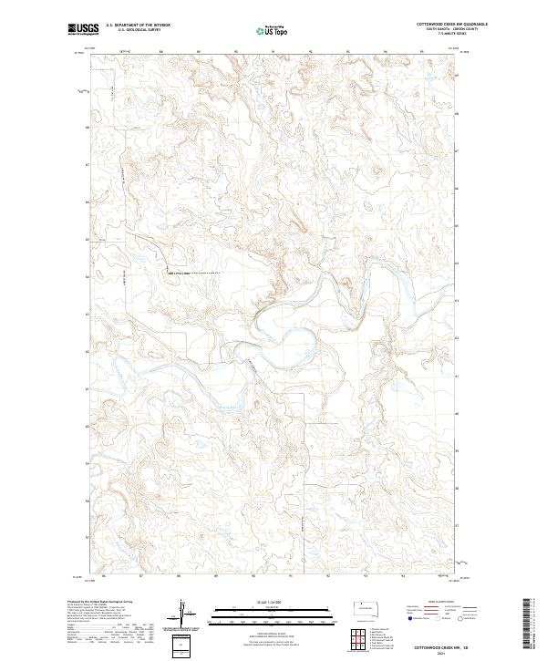 Cottonwood Creek NW, SD — USGS 7.5-minute topo (2021)