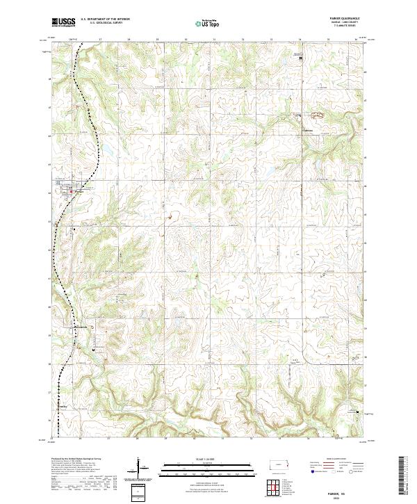 Parker, KS — USGS 7.5-minute topo (2022)