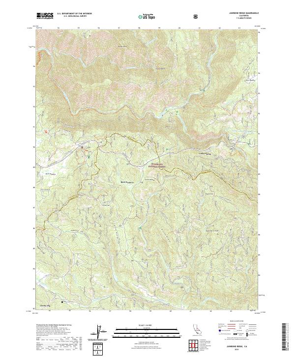 Jawbone Ridge, CA — USGS 7.5-minute topo (2021)