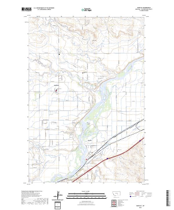 Huntley, MT — USGS 7.5-minute topo (2024)