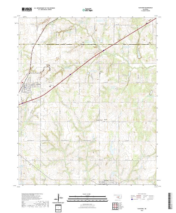 Fletcher, OK — USGS 7.5-minute topo (2022)