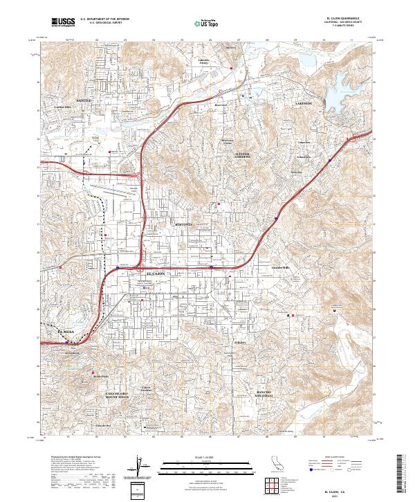 El Cajon, CA — USGS 7.5-minute topo (2021)
