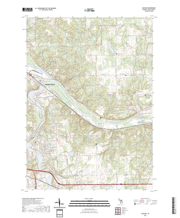 Cascade, MI — USGS 7.5-minute topo (2023)
