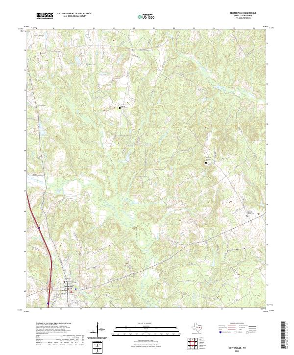 Centerville, TX — USGS 7.5-minute topo (2022)