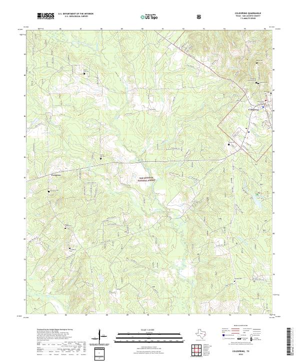 Coldspring, TX — USGS 7.5-minute topo (2022)
