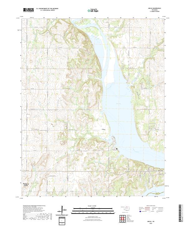 Uncas, OK — USGS 7.5-minute topo (2022)