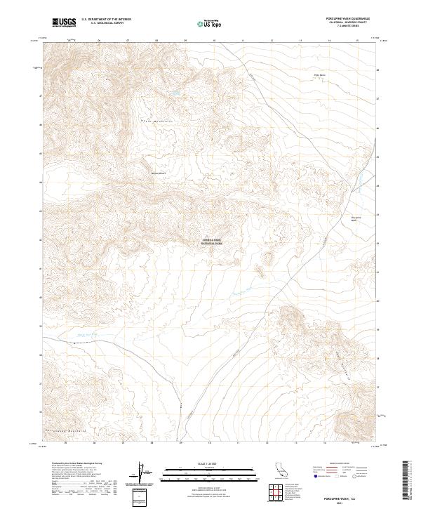 Porcupine Wash, CA — USGS 7.5-minute topo (2021)