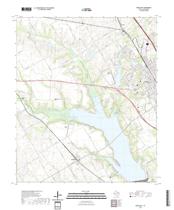 Ennis West, TX — USGS 7.5-minute topo (2022)