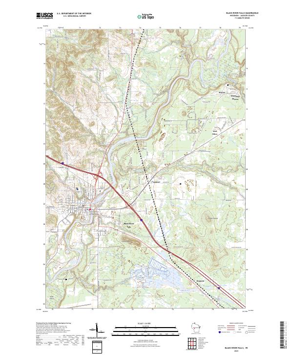 Black River Falls, WI — USGS 7.5-minute topo (2023)