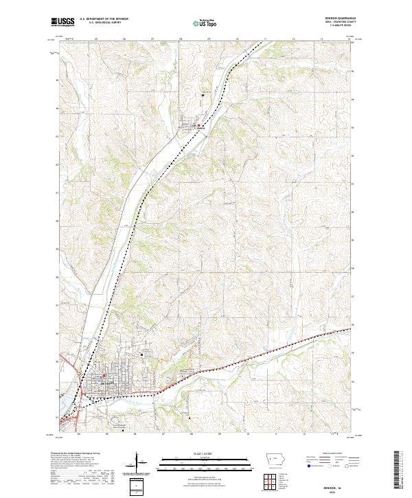 Denison, IA — USGS 7.5-minute topo (2022)