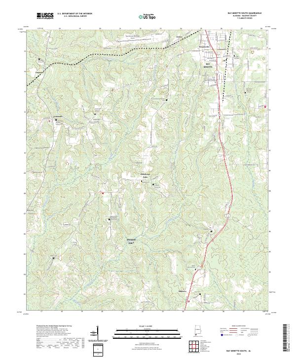 Bay Minette South, AL — USGS 7.5-minute topo (2024)