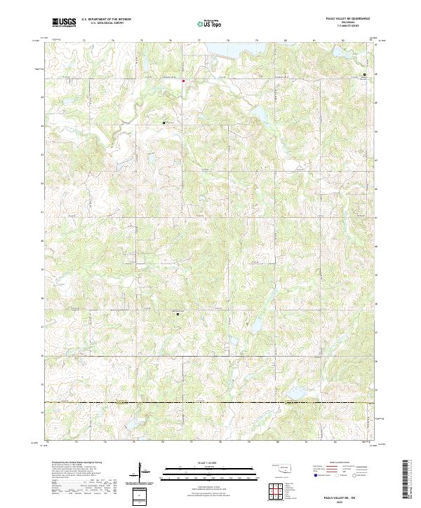 Pauls Valley NE, OK — USGS 7.5-minute topo (2022)