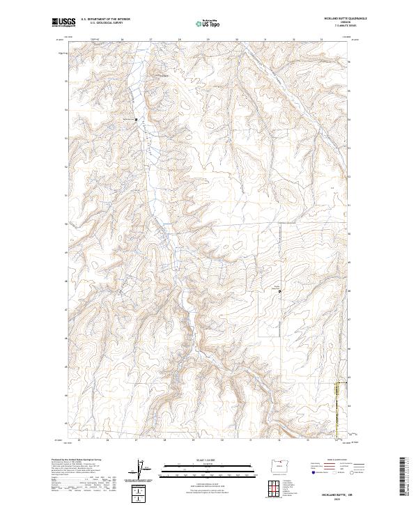 Hickland Butte, OR — USGS 7.5-minute topo (2023)
