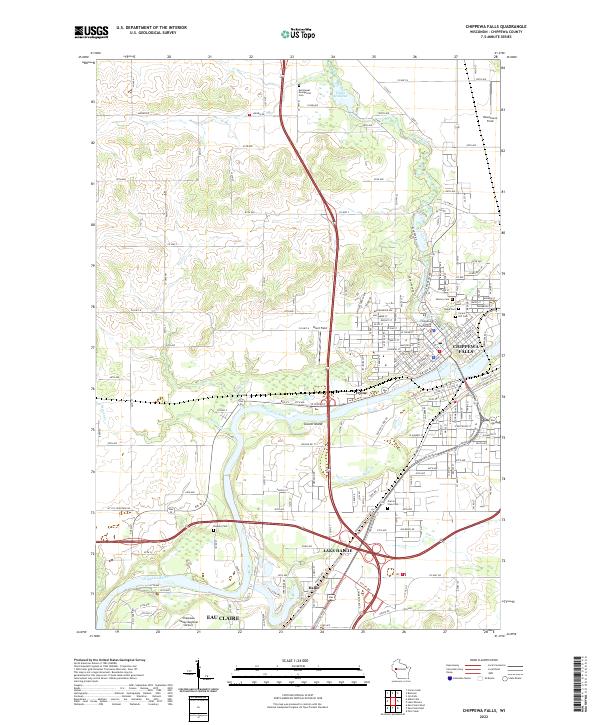 Chippewa Falls, WI — USGS 7.5-minute topo (2022)