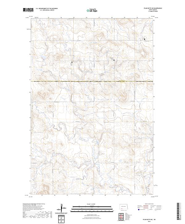 Plum Butte NE, ND — USGS 7.5-minute topo (2024)