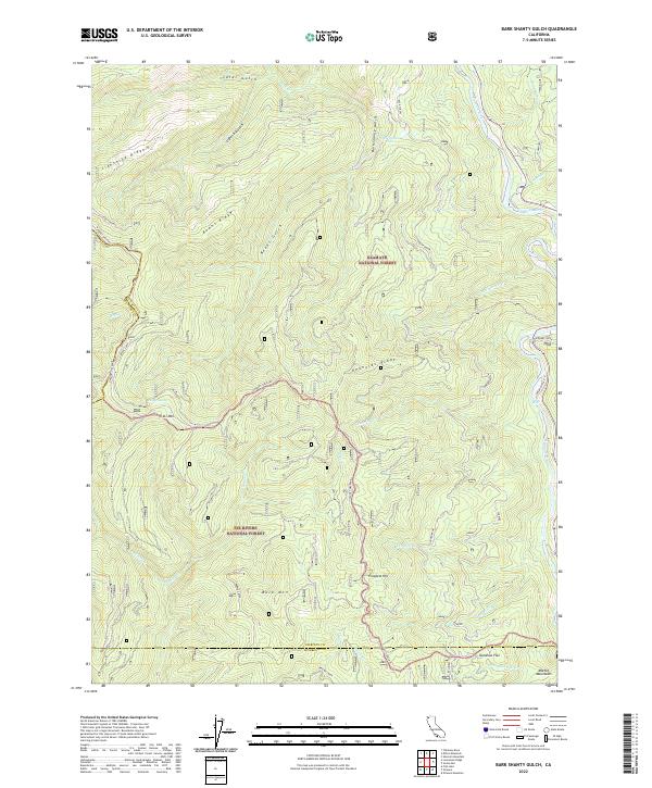 Bark Shanty Gulch, CA — USGS 7.5-minute topo (2022)