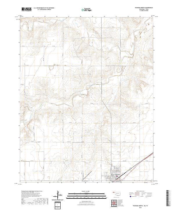 Texhoma North, OK-TX — USGS 7.5-minute topo (2022)