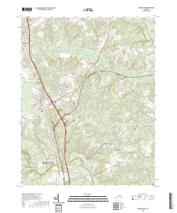 Ruther Glen, VA — USGS 7.5-minute topo (2022)