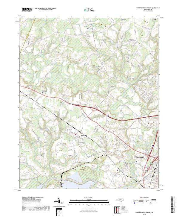 Northwest Goldsboro, NC — USGS 7.5-minute topo (2022)