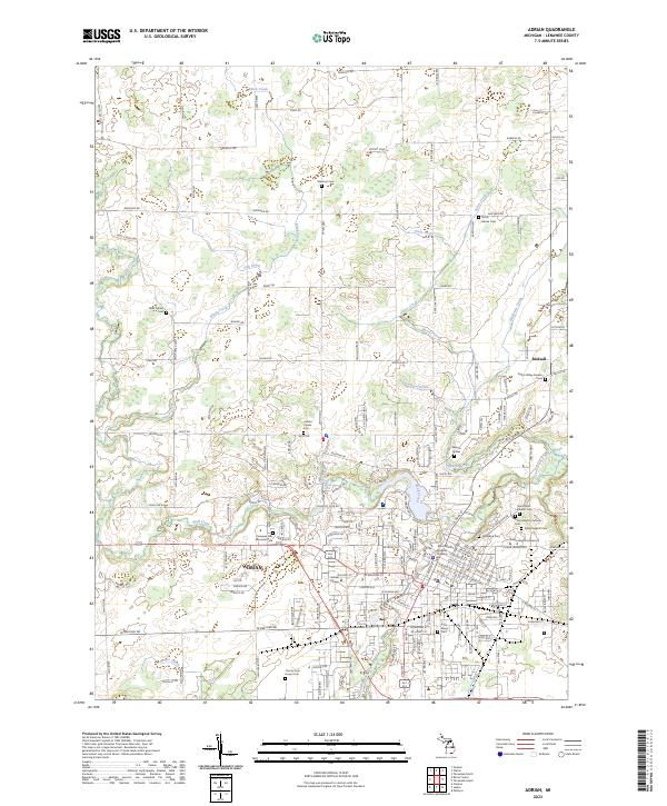Adrian, MI — USGS 7.5-minute topo (2023)