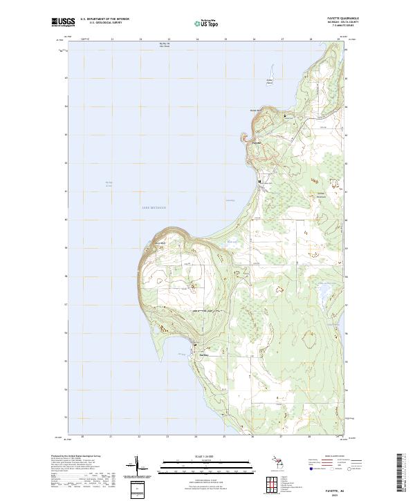 Fayette, MI — USGS 7.5-minute topo (2023)