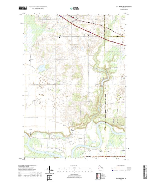 Elk Creek Lake, WI — USGS 7.5-minute topo (2022)