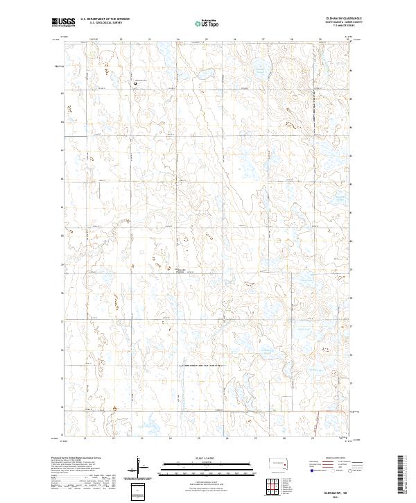 Oldham SW, SD — USGS 7.5-minute topo (2021)